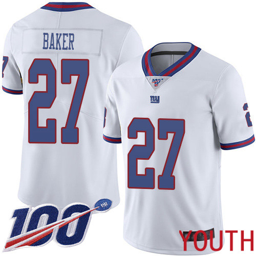Youth New York Giants #27 Deandre Baker Limited White Rush Vapor Untouchable 100th Season Football NFL Jersey